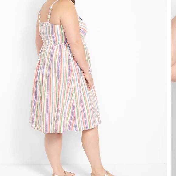 NWT Lane Bryant Sleeveless Sweetheart-Neck Rainbow Stripe Fit & Flare Dress 18 - Picture 16 of 16